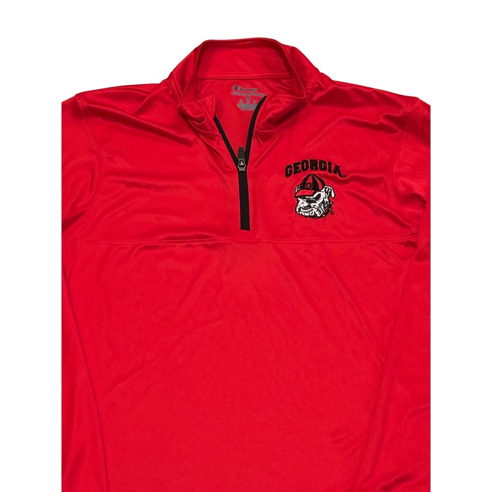 Champion Georgia Bulldogs Mens Medium Red Quarter Zip Pullover UGA Logo NCAA
